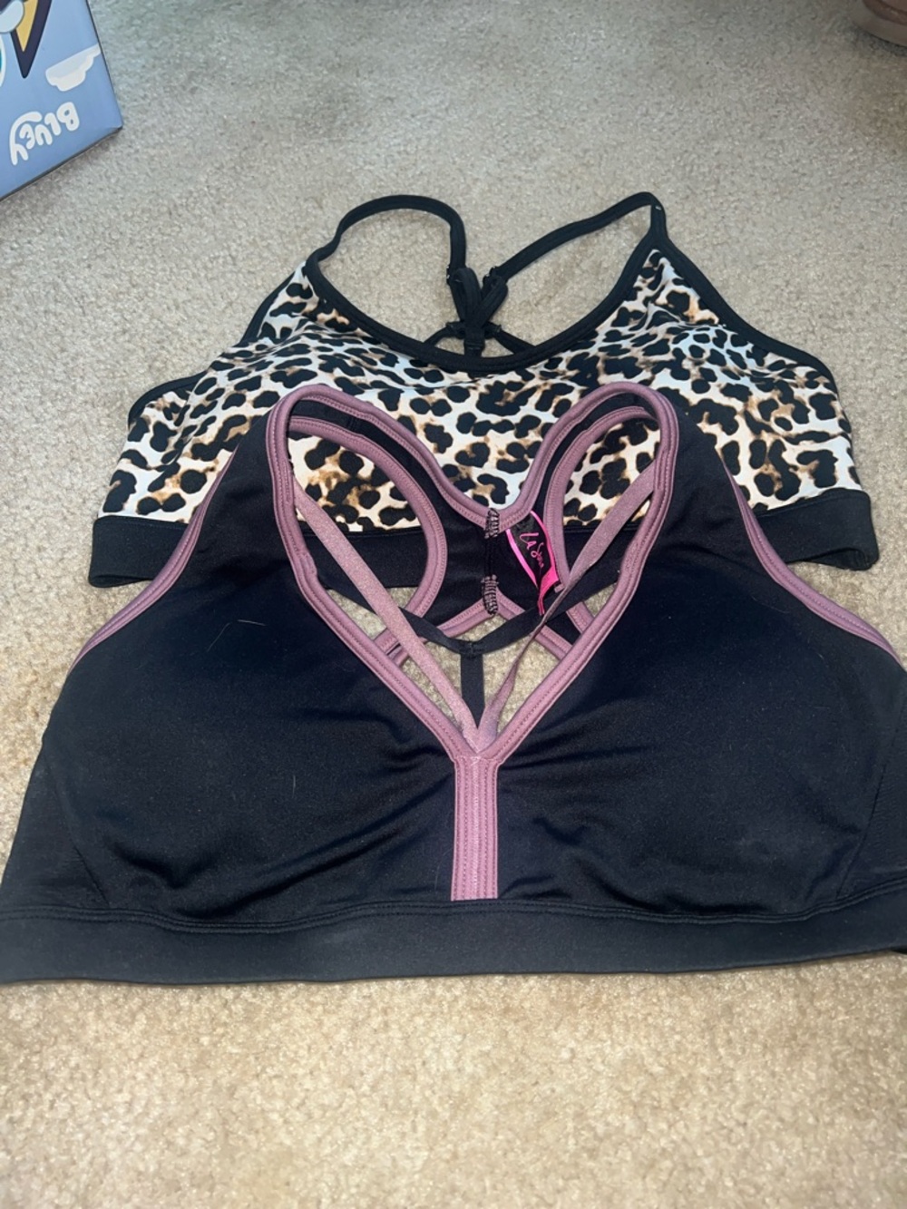 La SENZA Black & Leopard Strappy Sports Bra Set